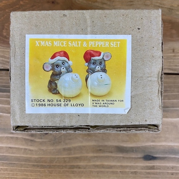 House of Lloyd Mice Mouse Salt Pepper Shakers 1986 with Box Vintage Christmas - Picture 8 of 8